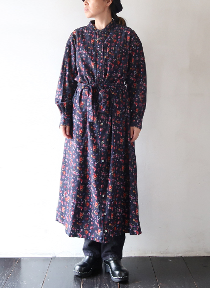 Engineered Garments - Banded Collar Dress - Floral Flannel エンジニアドガーメンツ ワンピース