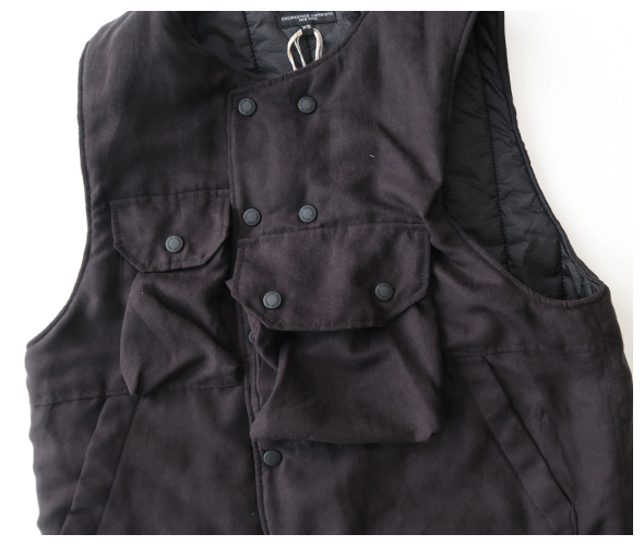 Engineered Garments - Cover Vest - Lt. Weight Fake Suede - BLACK エンジニアドガーメンツ  カバーベスト